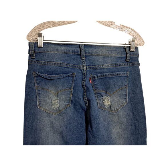 Pastel Jeans Womens Distressed Mid-Rise Button-Fly Skinny Jeans Size 11/12 Blue - Picture 7 of 11